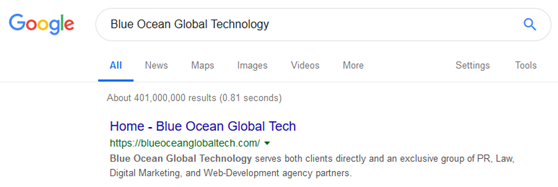 Google search results for Blue Ocean Global Technology