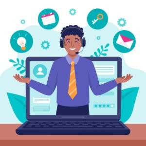 Cartoon-customer-service-representation-reflecting-link-removal-services