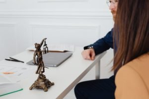 couple sitting inside a lawyer’s office